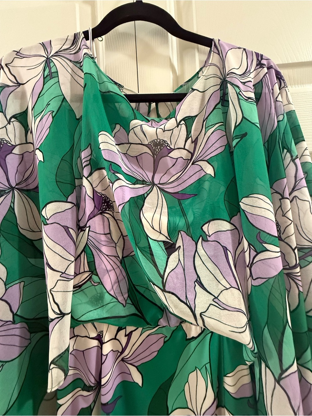 Alexia Admor Green Purple Floral Overlay Cocktail Dress Medium NWT - Picture 6 of 16